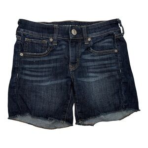 American Eagle Midi Next Level Stretch Dark Wash Jean Shorts